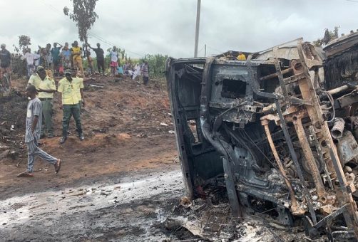 Tanker fire destroys three vehicles, power line in Ogun - Daily Review ...